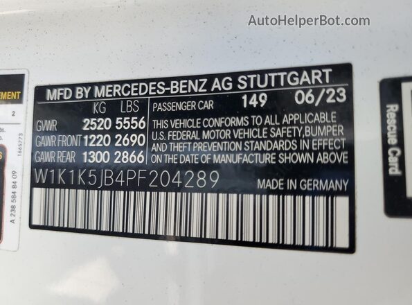 W1K1K5JB4PF204289 2023 MERCEDES-BENZ E White 