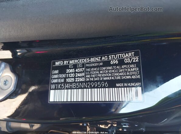 W1K5J4HB5NN299596 2022 MERCEDES-BENZ CLA-CLASS Black 