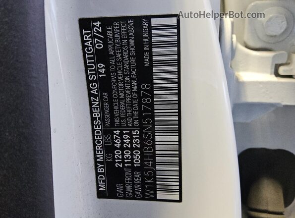 W1K5J4HB6SN517878 2025 MERCEDES-BENZ CLA-CLASS Белый 