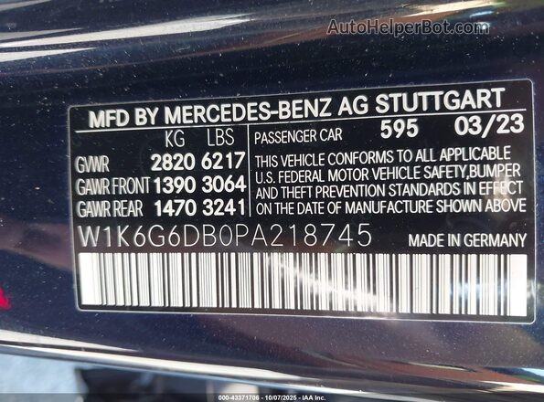 W1K6G6DB0PA218745 2023 MERCEDES-BENZ S-CLASS Синий Вид подкапотного пространства
