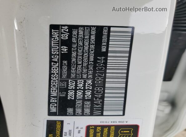 W1KAF4GB1RR213944 2024 MERCEDES-BENZ C White 