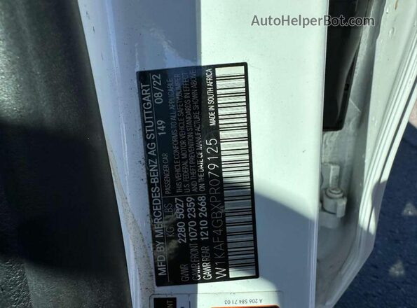 W1KAF4GBXPR079125 2023 MERCEDES-BENZ C Белый 