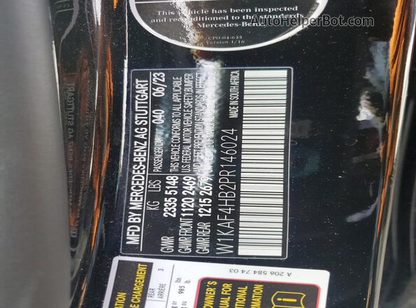 W1KAF4HB2PR146024 2023 MERCEDES-BENZ C Black VIN კოდის სტიკერის ხედი