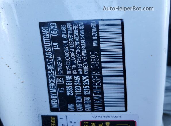 W1KAF4HB3PR138899 2023 MERCEDES-BENZ C White 
