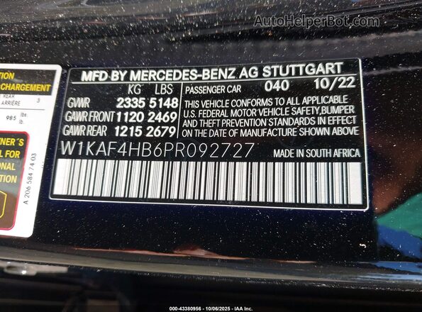 W1KAF4HB6PR092727 2023 MERCEDES-BENZ C-CLASS Черный Вид подкапотного пространства