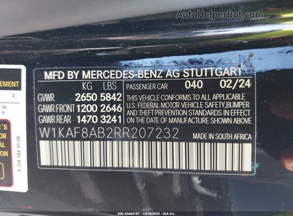 W1KAF8AB2RR207232 2024 MERCEDES-BENZ AMG C 63 Black Engine compartment view