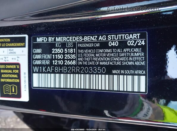 W1KAF8HB2RR203350 2024 MERCEDES-BENZ AMG C 43 Black Вид підкапотного простору