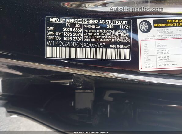 W1KCG2DB0NA005853 2022 MERCEDES-BENZ EQS 450+ Черный Вид подкапотного пространства