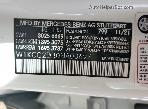 W1KCG2DB0NA006971 2022 MERCEDES-BENZ EQS White ძრავის განყოფილების ხედი
