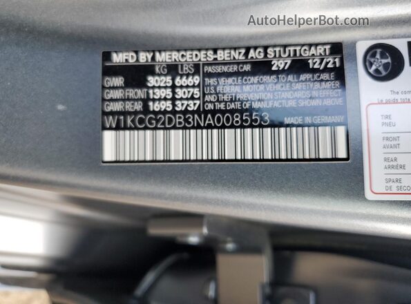 W1KCG2DB3NA008553 2022 MERCEDES-BENZ EQS Gray Vista del compartimento del motor