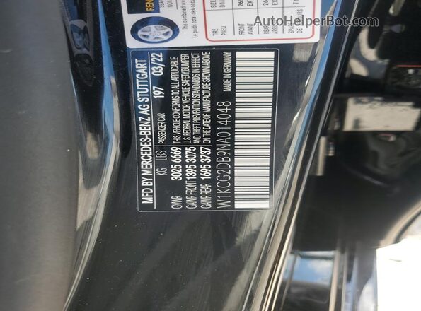 W1KCG2DB9NA014048 2022 MERCEDES-BENZ EQS Black Vista de la etiqueta del VIN
