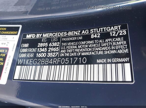 W1KEG2BB4RF051710 2024 MERCEDES-BENZ EQE 350+ Blue Engine compartment view