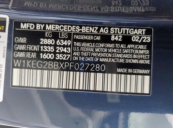 W1KEG2BBXPF027280 2023 MERCEDES-BENZ EQE Blue 
