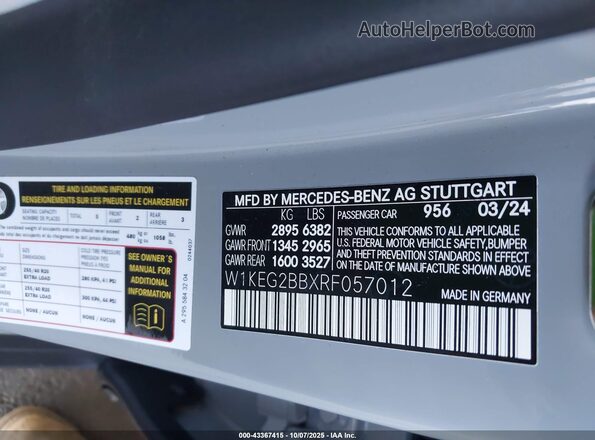 W1KEG2BBXRF057012 2024 MERCEDES-BENZ EQE 350+ Gray Vista del compartimento del motor