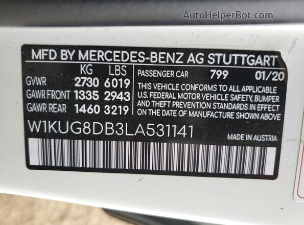 W1KUG8DB3LA531141 2020 MERCEDES-BENZ S White ძრავის განყოფილების ხედი