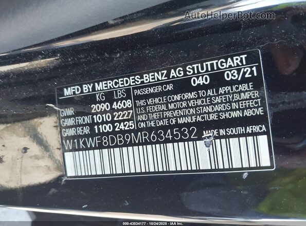 W1KWF8DB9MR634532 2021 MERCEDES-BENZ C-CLASS Black Շարժիչի բաժամունքի տեսք