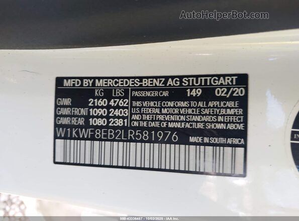 W1KWF8EB2LR581976 2020 MERCEDES-BENZ C-CLASS White Вид підкапотного простору