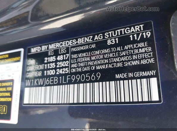 W1KWJ6EB1LF990569 2020 MERCEDES-BENZ AMG C 43 Black Widok komory silnika