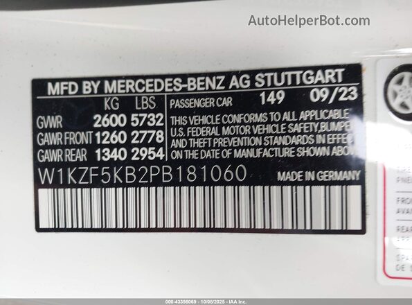 W1KZF5KB2PB181060 2023 MERCEDES-BENZ E-CLASS White Շարժիչի բաժամունքի տեսք