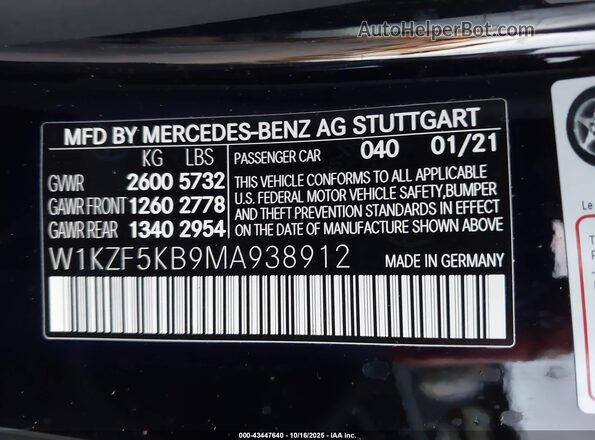 W1KZF5KB9MA938912 2021 MERCEDES-BENZ E-CLASS Black Vista del compartimento del motor