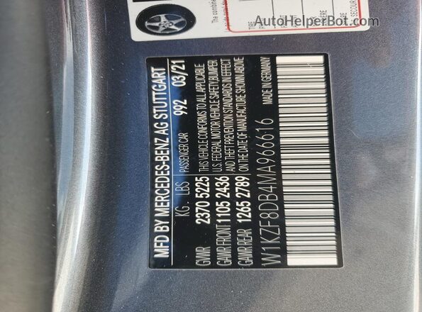 W1KZF8DB4MA966616 2021 MERCEDES-BENZ E Gray Vista del compartimento del motor