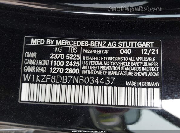 W1KZF8DB7NB034437 2022 MERCEDES-BENZ E-CLASS Black Widok komory silnika