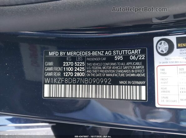 W1KZF8DB7NB090992 2022 MERCEDES-BENZ E-CLASS Dark Blue Widok komory silnika