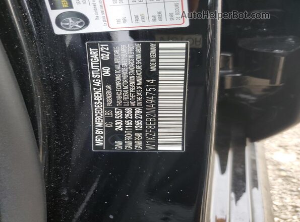 W1KZF8EB2MA947514 2021 MERCEDES-BENZ E Black VIN კოდის სტიკერის ხედი