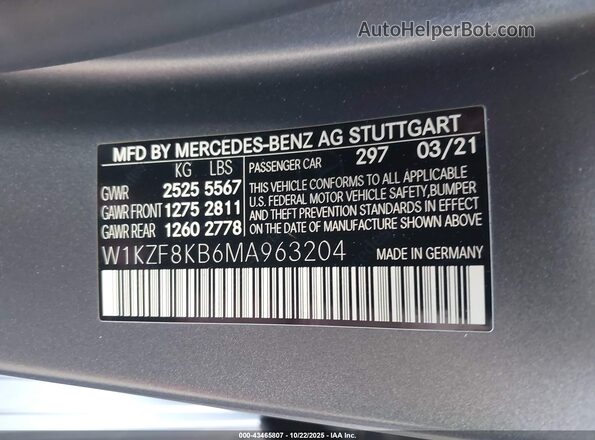 W1KZF8KB6MA963204 2021 MERCEDES-BENZ AMG E 63 Gray Vista del compartimento del motor