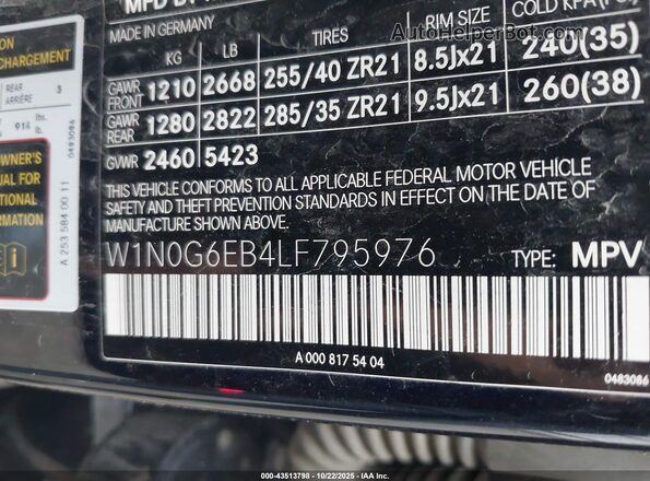 W1N0G6EB4LF795976 2020 MERCEDES-BENZ AMG GLC 43 Black Vista del compartimento del motor