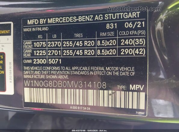 W1N0G8DB0MV314108 2021 MERCEDES-BENZ GLC 300 Brown Widok komory silnika