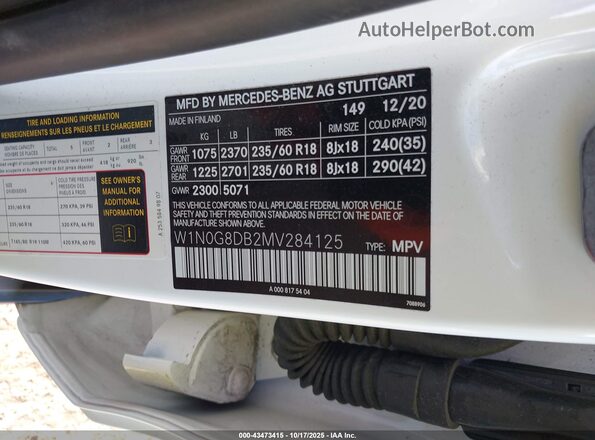 W1N0G8DB2MV284125 2021 MERCEDES-BENZ GLC 300 White Widok komory silnika