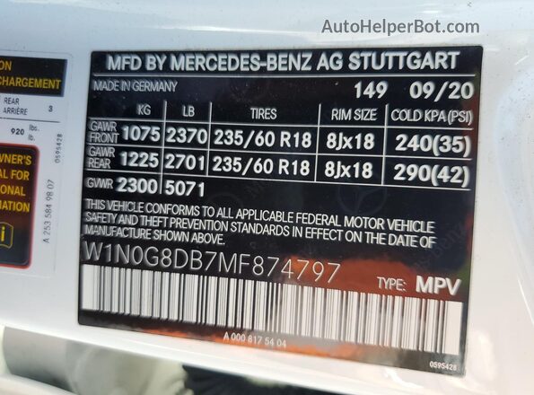 W1N0G8DB7MF874797 2021 MERCEDES-BENZ GLC-CLASS White Engine compartment view