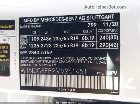W1N0G8EB2MV281451 2021 MERCEDES-BENZ GLC 300 White Vista del compartimento del motor