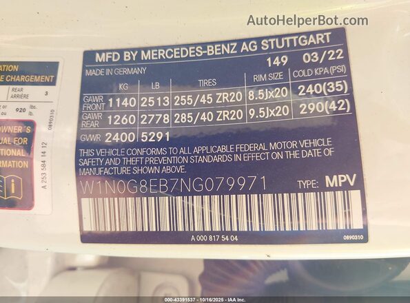 W1N0G8EB7NG079971 2022 MERCEDES-BENZ GLC 300 White Engine compartment view