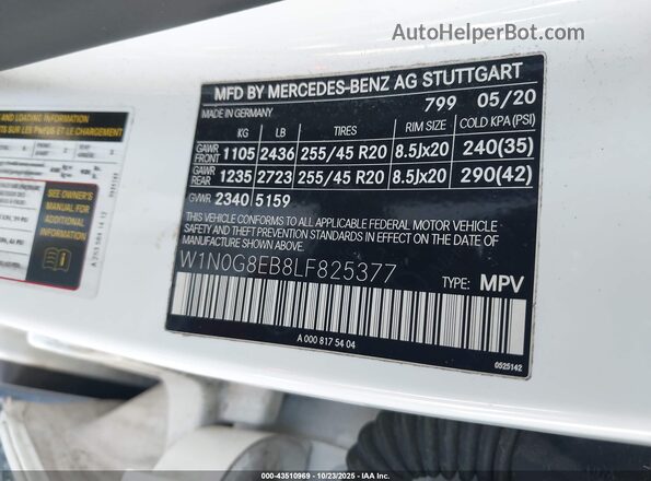 W1N0G8EB8LF825377 2020 MERCEDES-BENZ GLC 300 White ძრავის განყოფილების ხედი