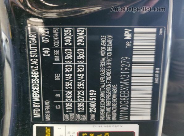 W1N0G8EBXMV319279 2021 MERCEDES-BENZ GLC-CLASS Black Widok naklejki z numerem VIN