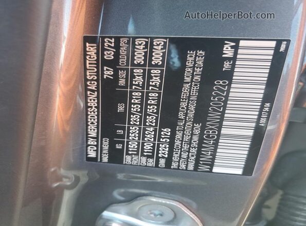 W1N4M4GBXNW205228 2022 MERCEDES-BENZ GLB-CLASS Charcoal Вид підкапотного простору