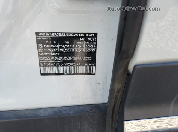 W1N4M4HB0PW280294 2023 MERCEDES-BENZ GLB-CLASS White VIN sticker view