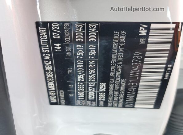 W1N4M4HB1LW043789 2020 MERCEDES-BENZ GLB-CLASS White Engine compartment view