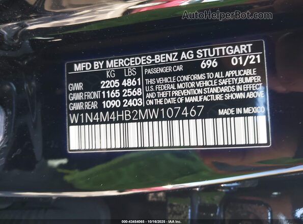 W1N4M4HB2MW107467 2021 MERCEDES-BENZ GLB-CLASS Черный Вид подкапотного пространства