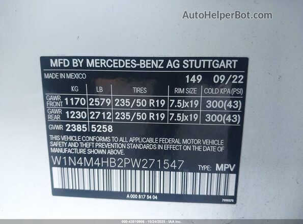 W1N4M4HB2PW271547 2023 MERCEDES-BENZ GLB-CLASS White Widok komory silnika