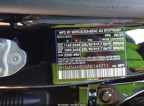W1N4M4HBXMW149711 2021 MERCEDES-BENZ GLB-CLASS Black Widok komory silnika
