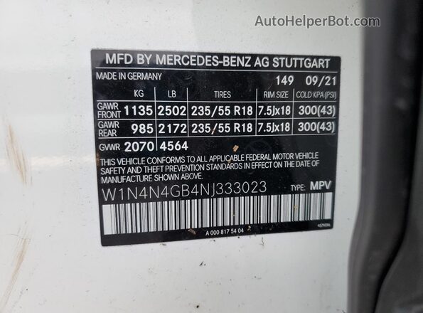 W1N4N4GB4NJ333023 2022 MERCEDES-BENZ GLA White 