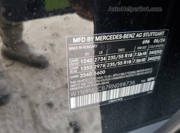 W1N9M0CB7RN098736 2024 MERCEDES-BENZ EQB Black Widok wnętrza 360 stopni