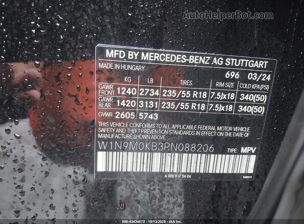 W1N9M0KB3RN088206 2024 MERCEDES-BENZ EQB 300 SUV Black ძრავის განყოფილების ხედი
