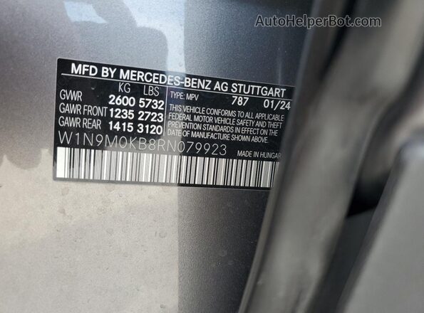 W1N9M0KB8RN079923 2024 MERCEDES-BENZ EQB Gray Vista del compartimento del motor