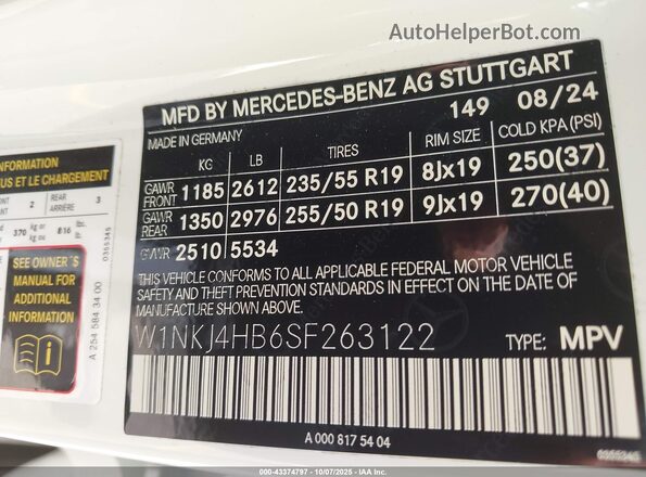 W1NKJ4HB6SF263122 2025 MERCEDES-BENZ GLC 300 White 