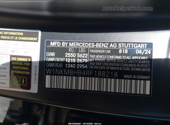 W1NKM8HB4RF188218 2024 MERCEDES-BENZ AMG GLC 43 Черный Вид подкапотного пространства