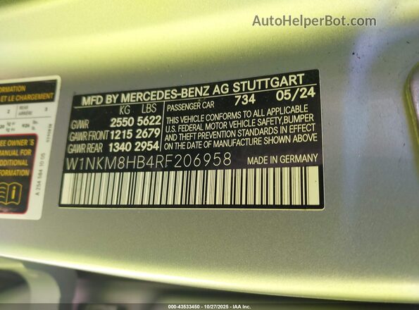 W1NKM8HB4RF206958 2024 MERCEDES-BENZ AMG GLC 43 Серебряный Вид подкапотного пространства